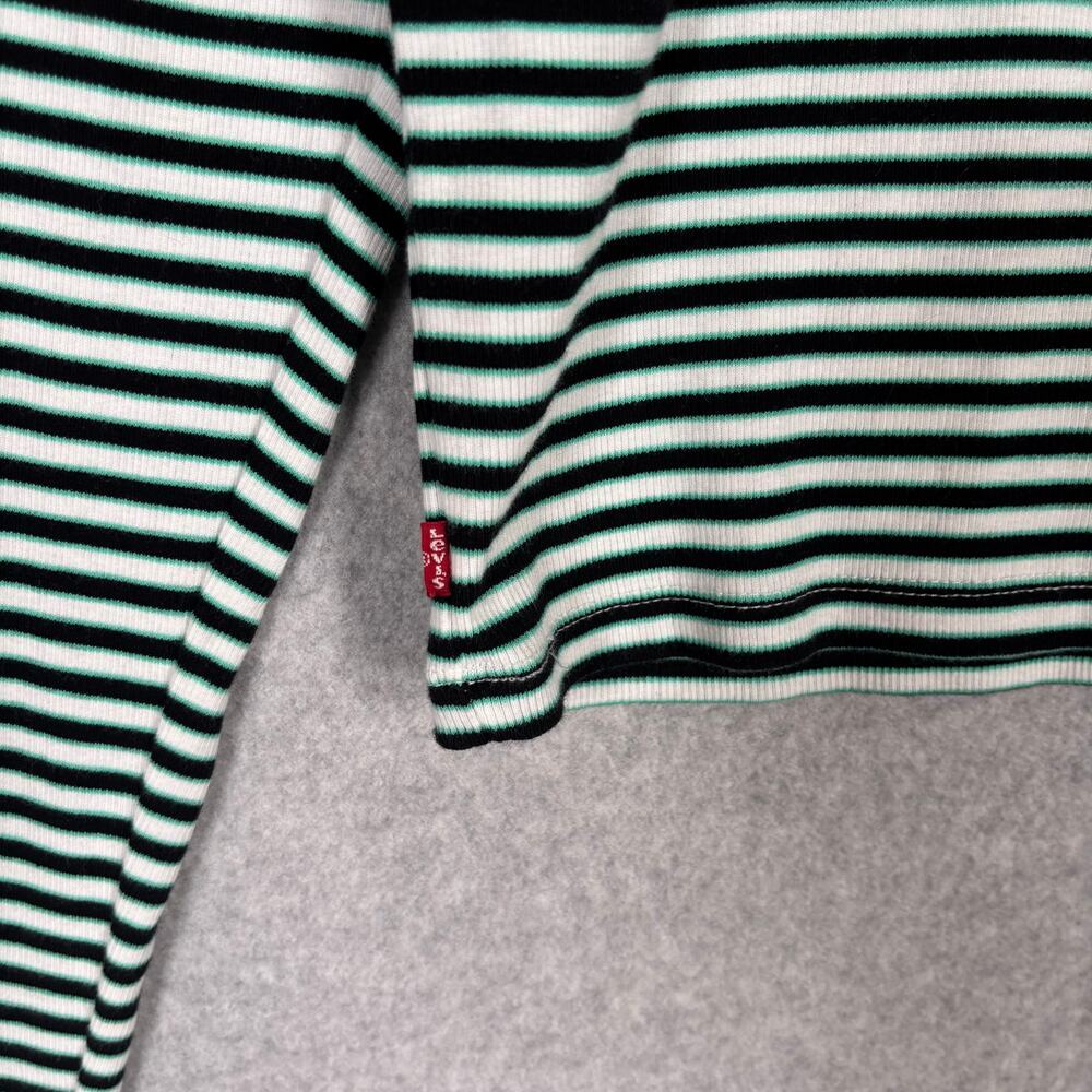 Levis Top Womens Large Green Black Striped Turtleneck Crop Shirt‎ Everyday Soft - Picture 9 of 12